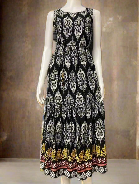 Summer Classic Print Sleeveless Maxi Dress